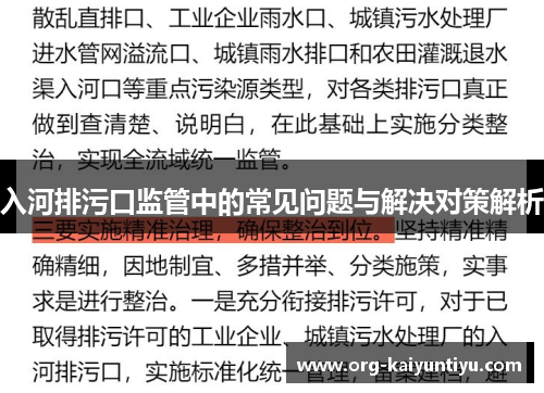 入河排污口监管中的常见问题与解决对策解析
