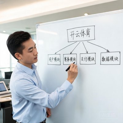 开云体育产品总监陈浩宇，在白板前画产品架构图